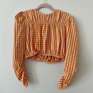 Zara orange checked top